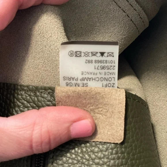 Longchamp Roseau Essential M Tote bag Khaki - Leather - Picture 14 of 16